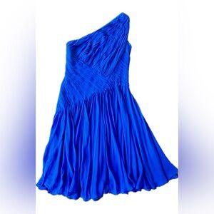 Tadashi Collection 100% Silk Royal Blue One-Shoulder Dress. Size 10